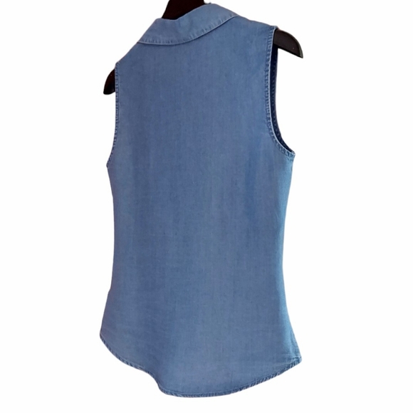 Womens Denim Tank Top S. M. L. Button Down Sleeveless Shirt 100%  Tencel Soft - Picture 11 of 12